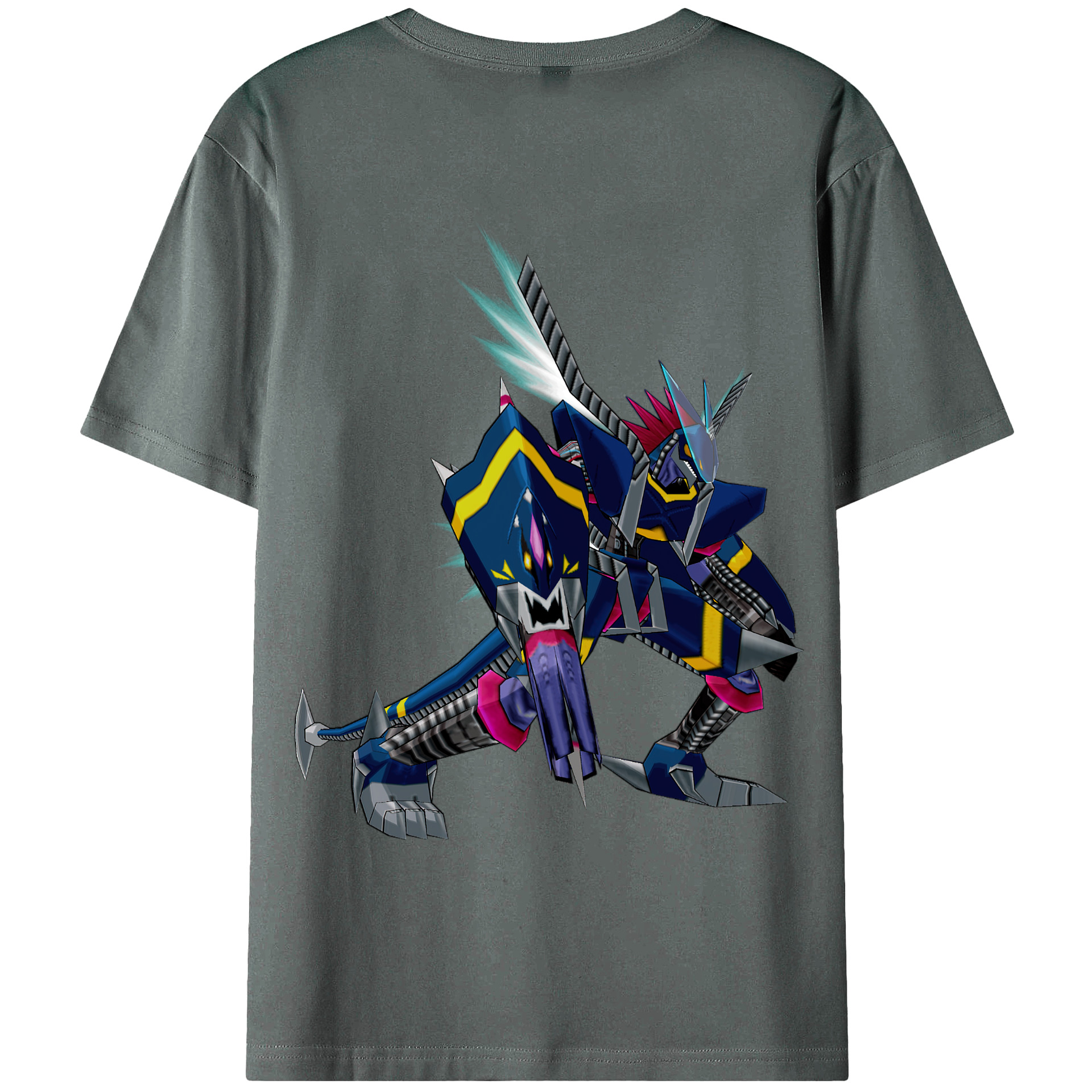（画像用） Digimon デジタルモンスター/デジモン 綿100％ メンズ半袖Tシャツ（バックプリント） 通気性